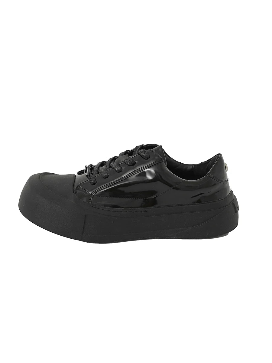 Thick Sole Lace-Up PU Leather Shoes