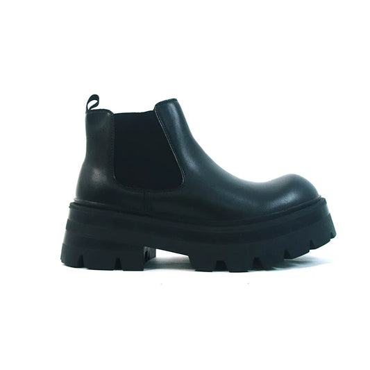 Chunky Sole Leather Chelsea Boots