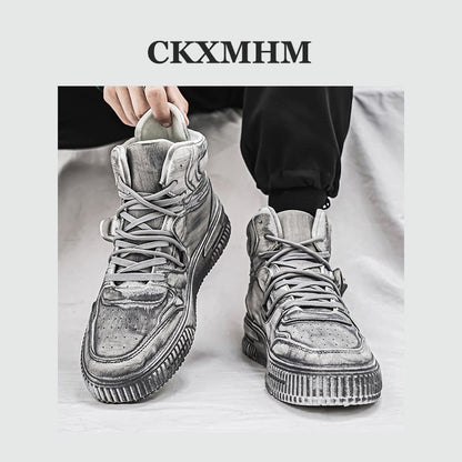 Leather Waterproof Korean Style High-Top Sneakers