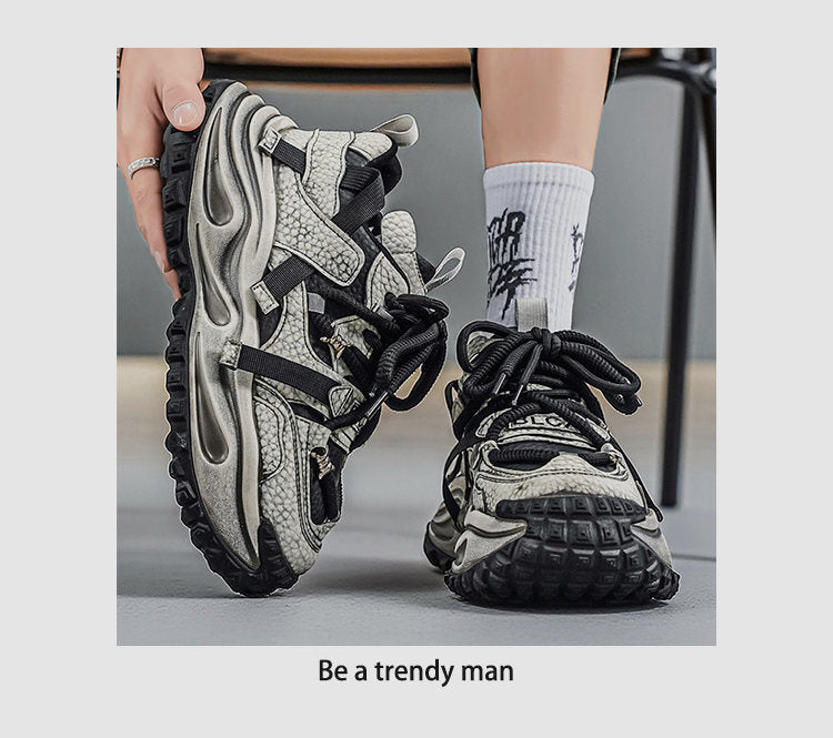 Washed Finish Platform Chunky Sneakers
