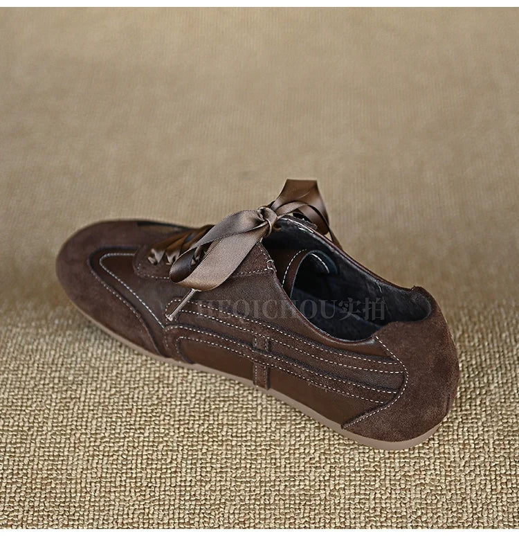Mocha Satin Ribbon Sneaker