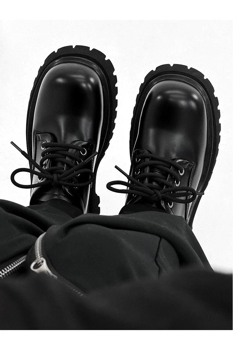 Chunky Black Platform Derby Shoes