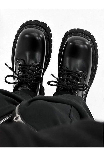 Chunky Black Platform Derby Shoes