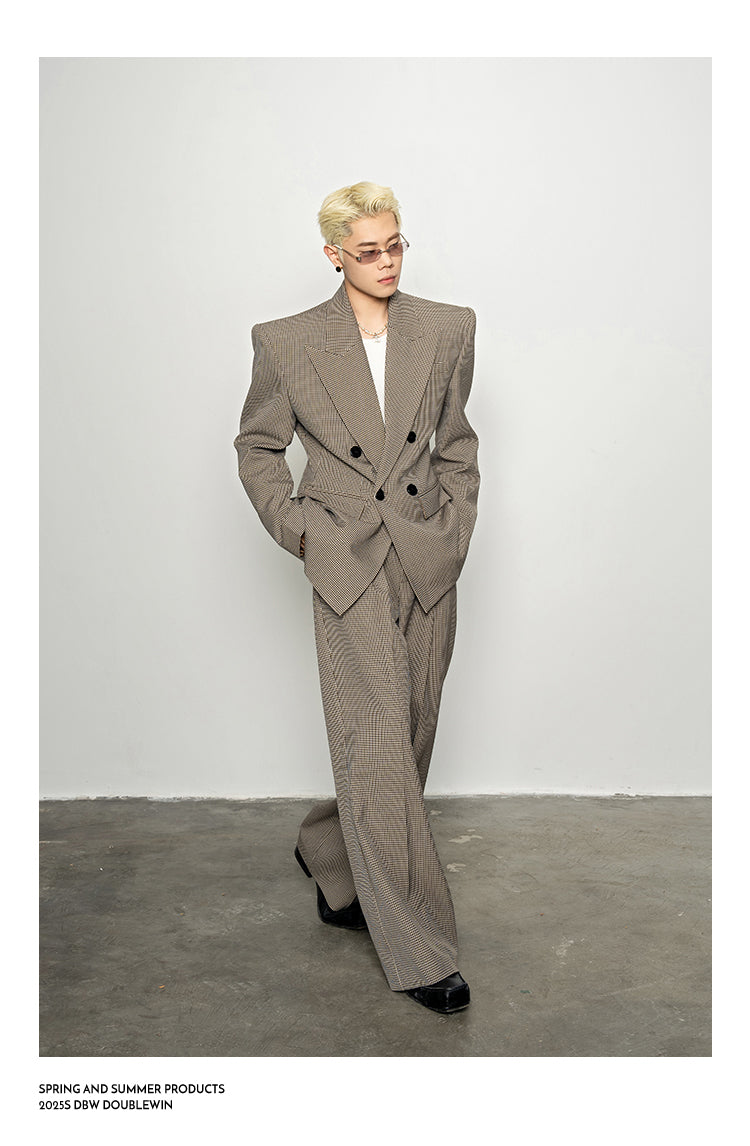 Retro Style Houndstooth Suit