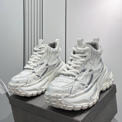 Mesh Panel High-Top Chunky Sole Sneakers