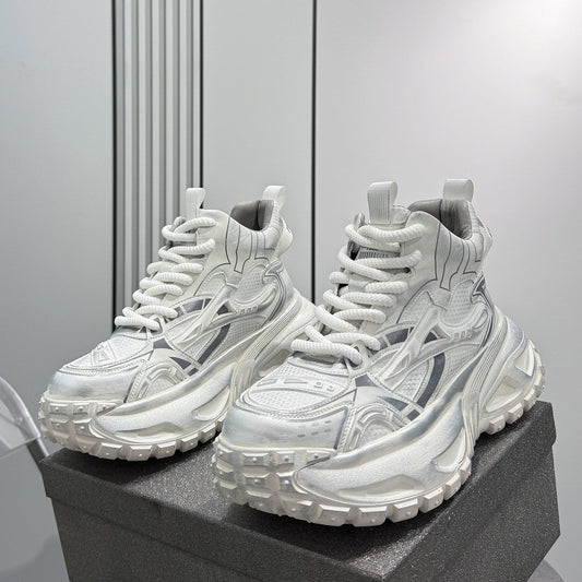 Mesh Panel High-Top Chunky Sole Sneakers