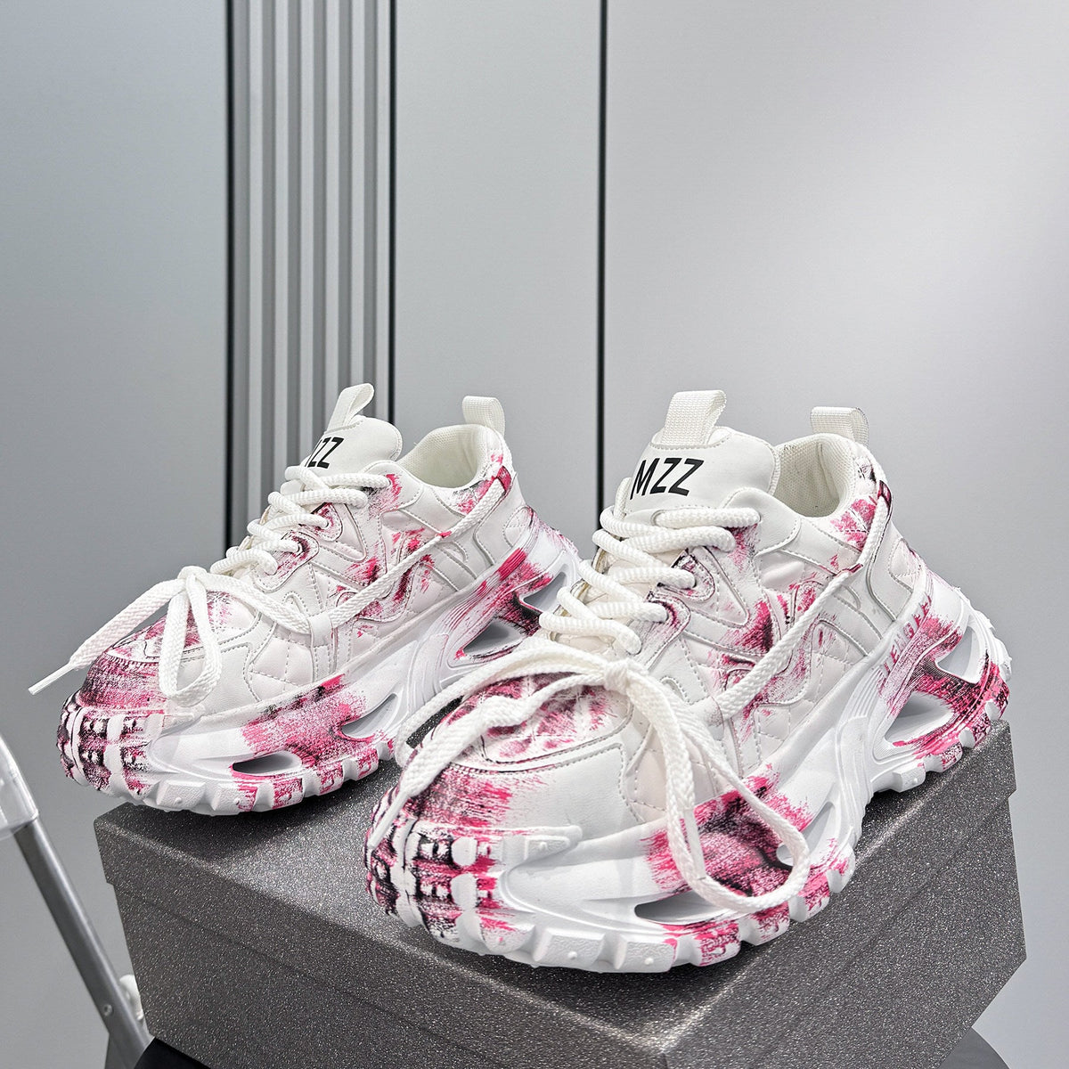 Paint Splash Air Sole Chunky Sole Sneakers