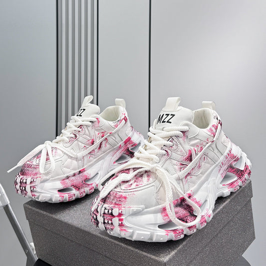 Paint Splash Air Sole Chunky Sole Sneakers