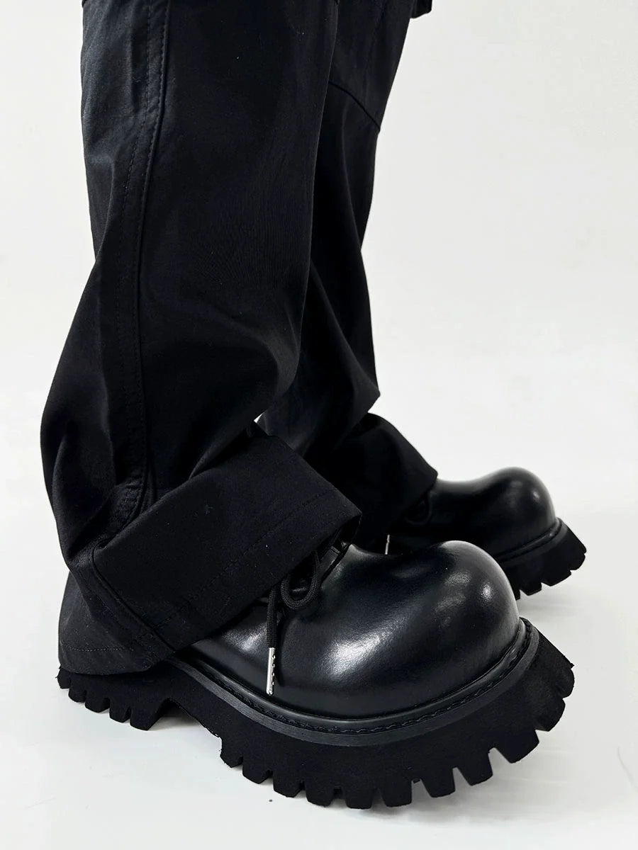 Large Toe Derby Design Leather Shoes
