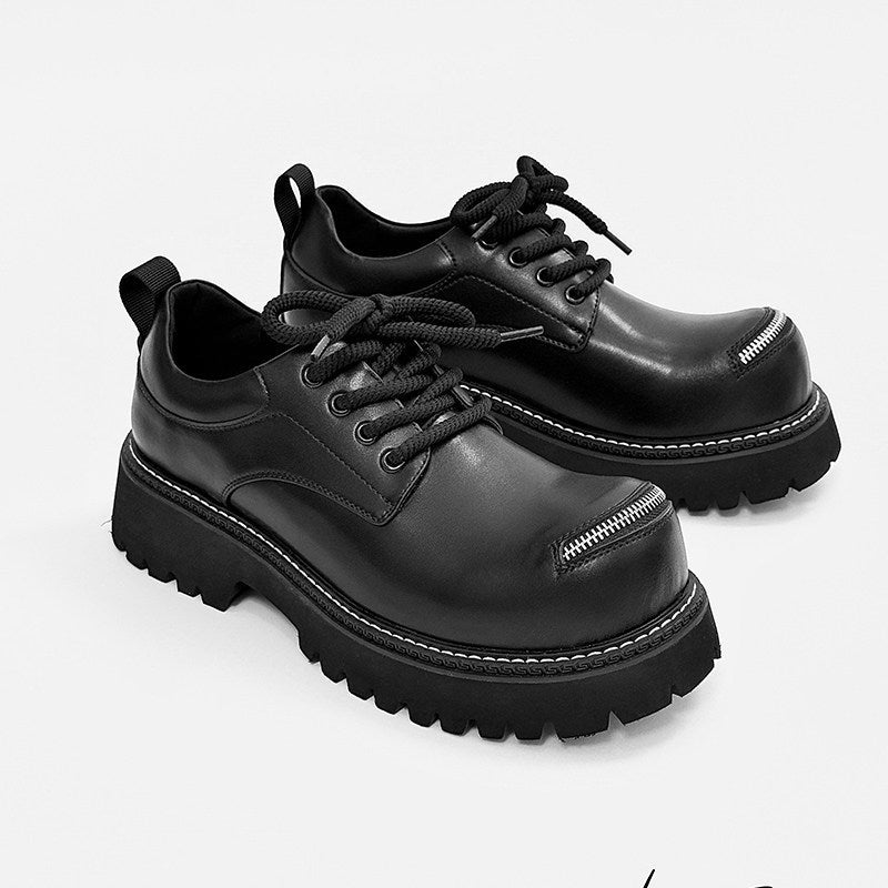 Lace Up Zipper Detail Thick Sole Shoes