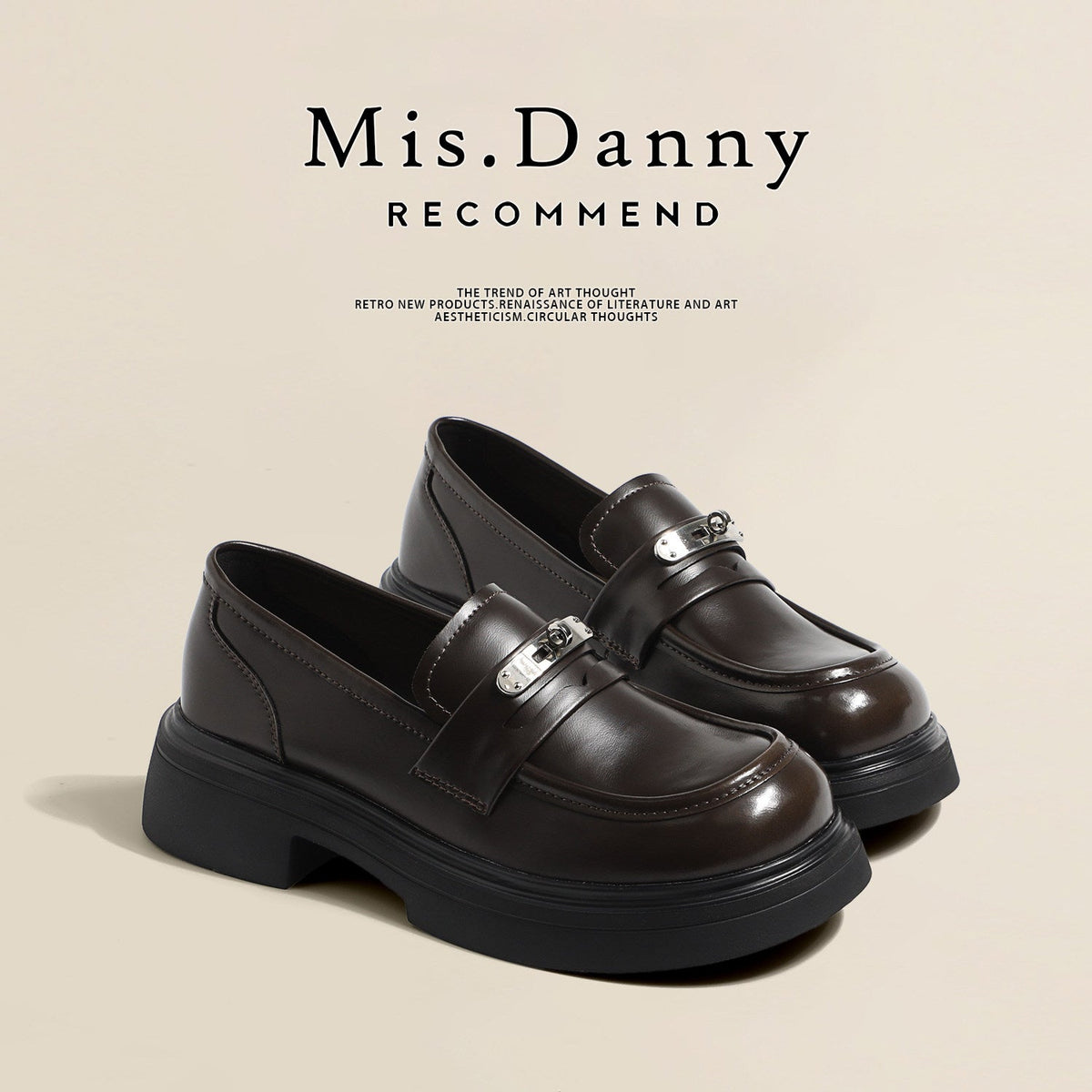 Metal Decoration Platform Thick Sole Loafers