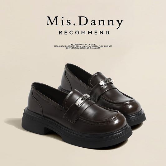 Metal Decoration Platform Thick Sole Loafers