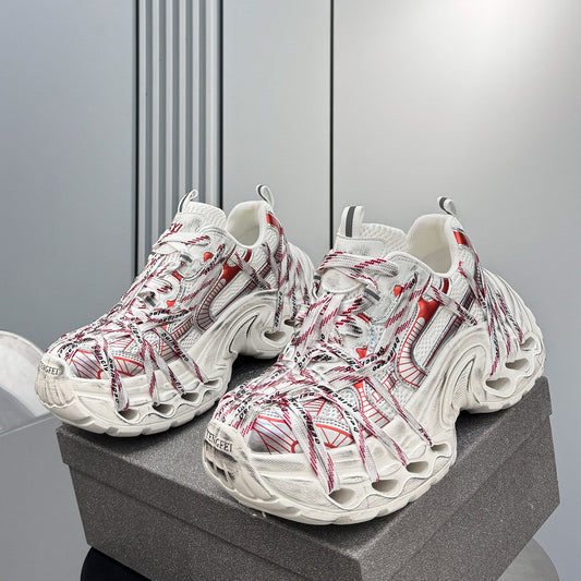 Damage Mesh Rope Lace Chunky Sole Sneakers WN24710
