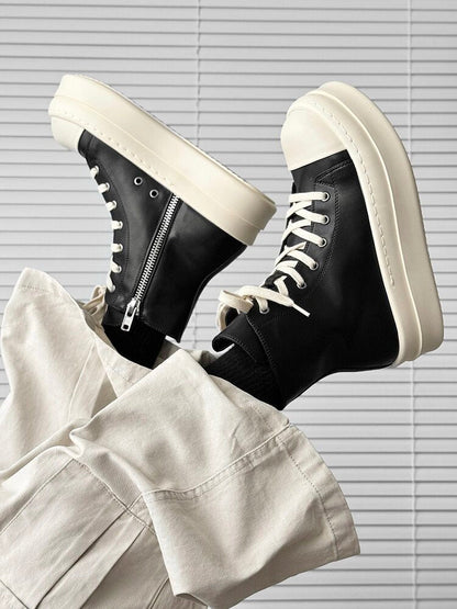 Lace Up Side Zipper Thick Sole Short Boots