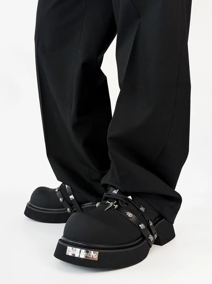 Matte Derby Chunky Sole Studs Large Toe Shoes