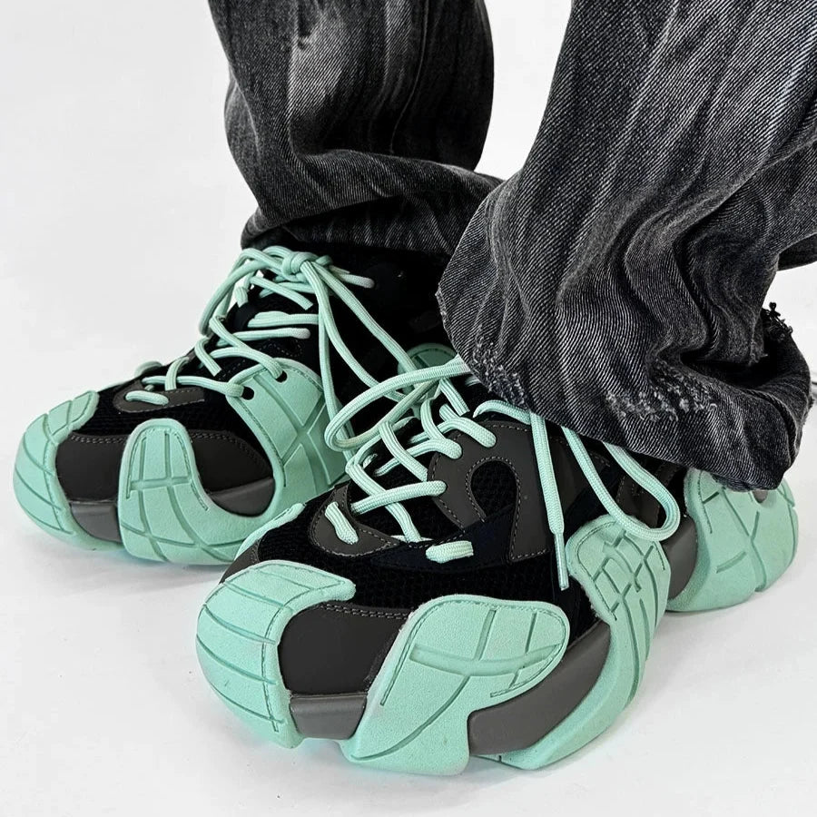 Chunky Sole Mesh Design Large Toe Shoes