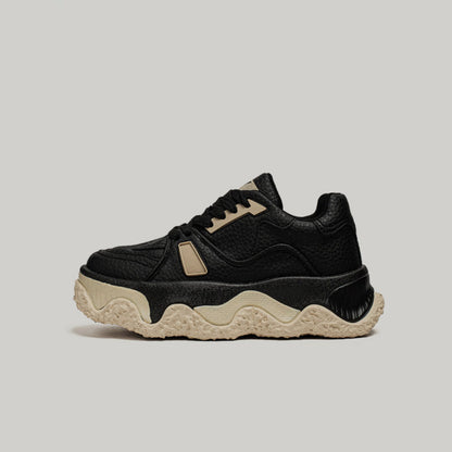 Textured Panel Chunky Lace-Up Sneakers