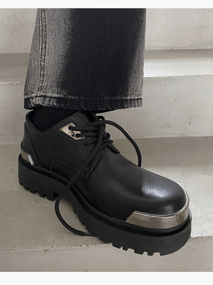 Chunky Platform Metal Toe Lace-Up Shoes