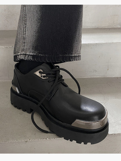 Chunky Platform Metal Toe Lace-Up Shoes