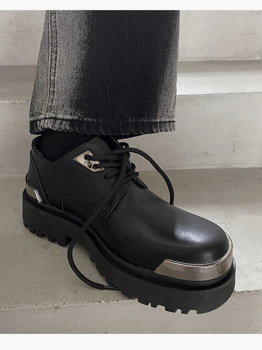 Chunky Platform Metal Toe Lace-Up Shoes