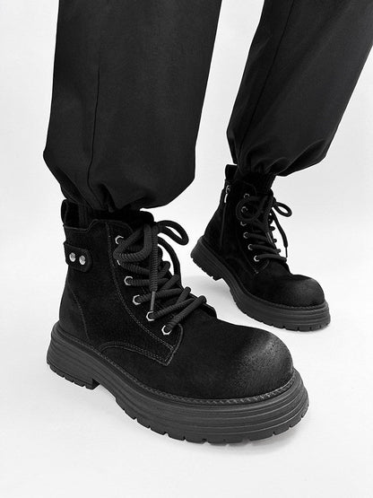 Chunky Lug Sole Platform Lace-Up Zipper Boots