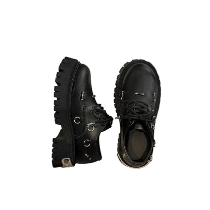 Metal Ring Detail Platform Lace-Up Shoes