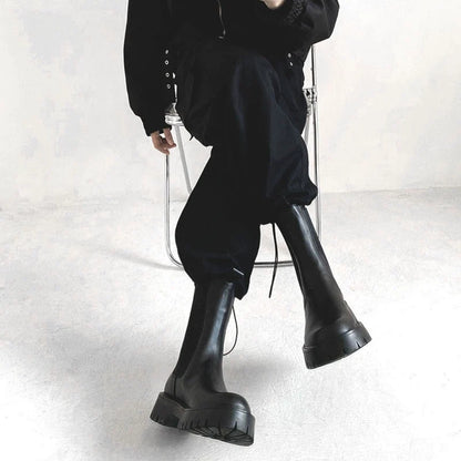 Chunky Sole Black Chelsea Boots