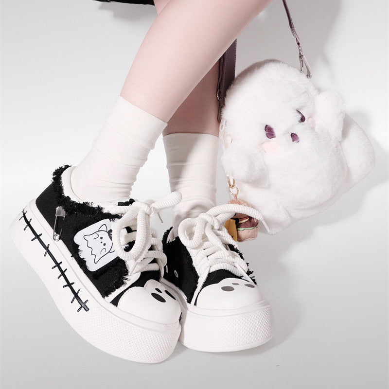 Ghost Flag Canvas Platform Shoes