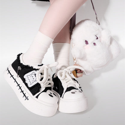 Ghost Flag Canvas Platform Shoes