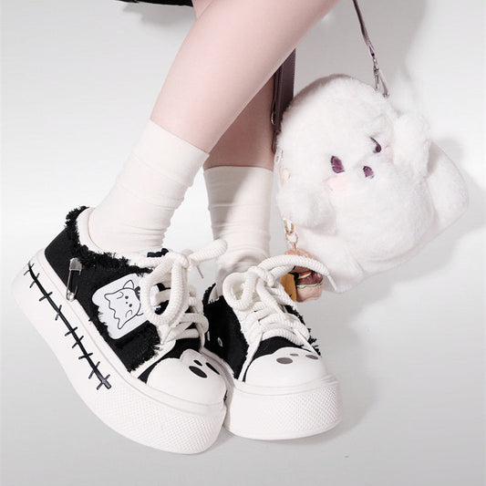 Ghost Flag Canvas Platform Shoes