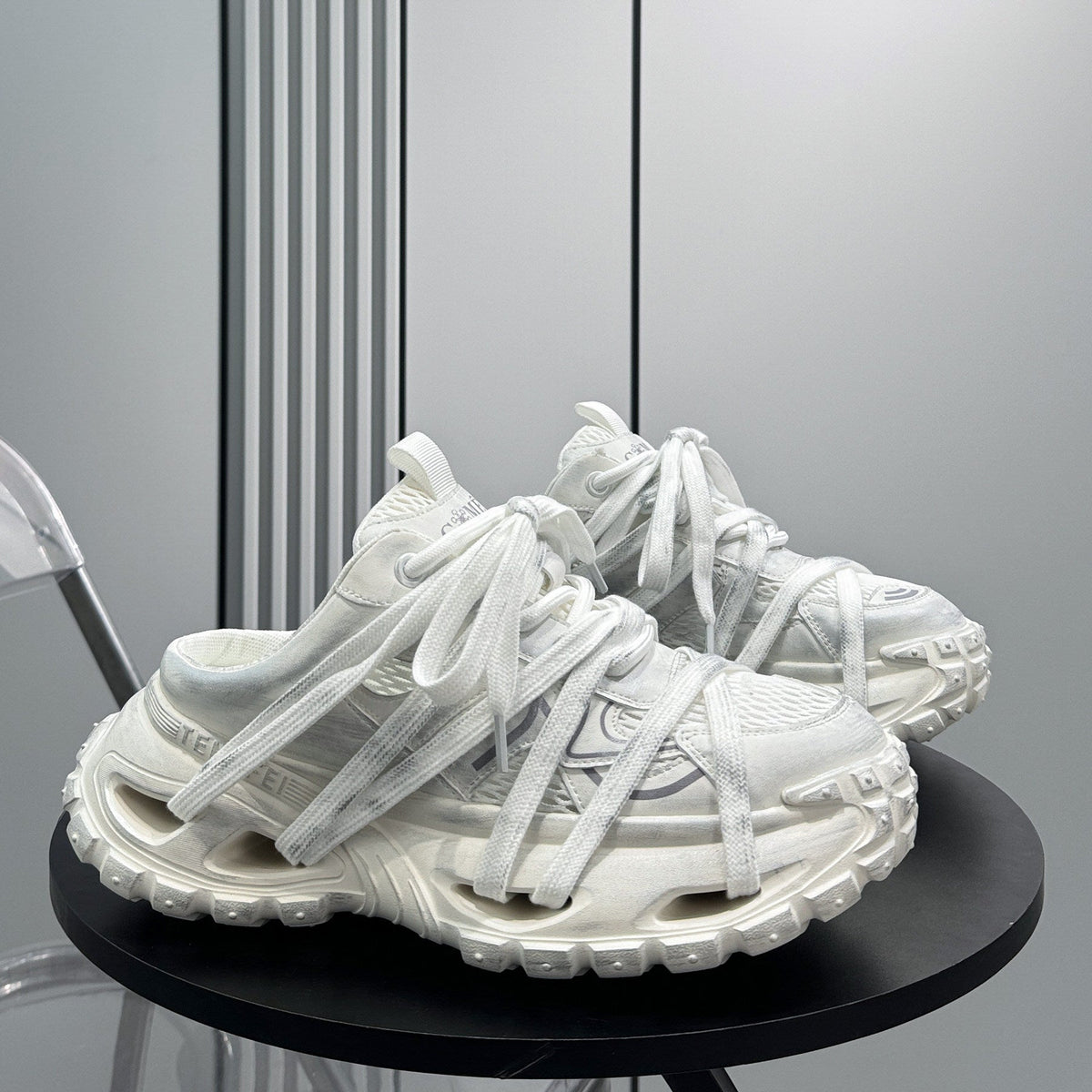 Metallic Rope Lace Chunky Sole Slip-On Shoes
