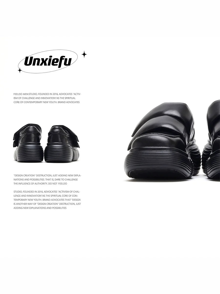 Square Toe Chunky Sole Velcro Dad Sneakers