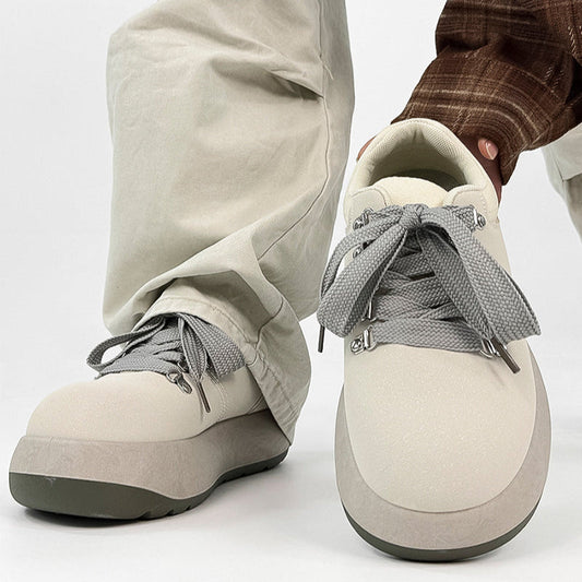 Chunky Sole Puffy Design Suede Sneakers