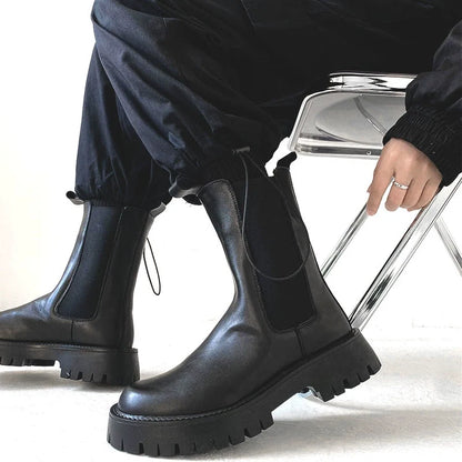 Chunky Sole Black Chelsea Boots