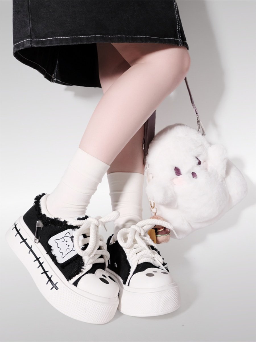 Ghost Flag Canvas Platform Shoes