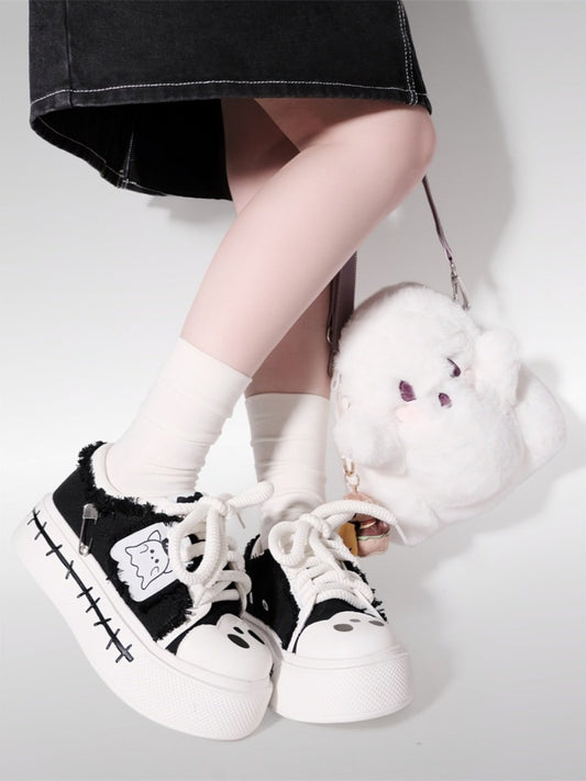 Ghost Flag Canvas Platform Shoes