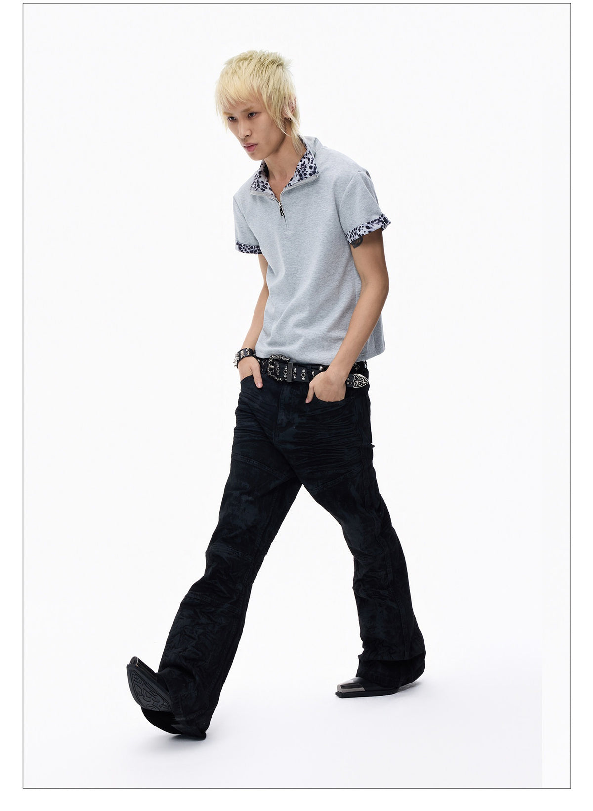 Two-piece Leopard Slim-fit Short-sleeve T-shirt