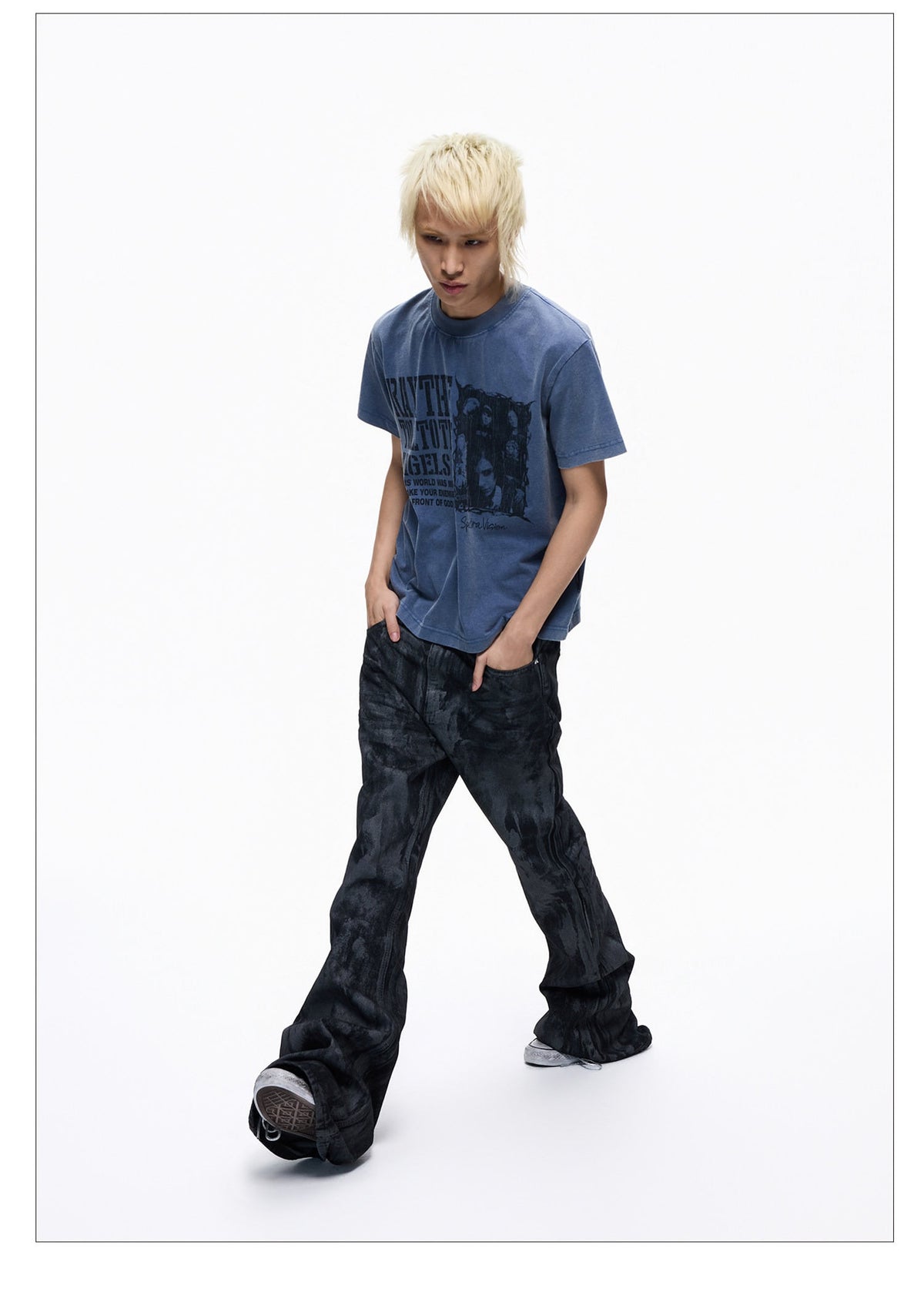 Washed Crew Neck Short Sleeve Slim Fit T-shirt