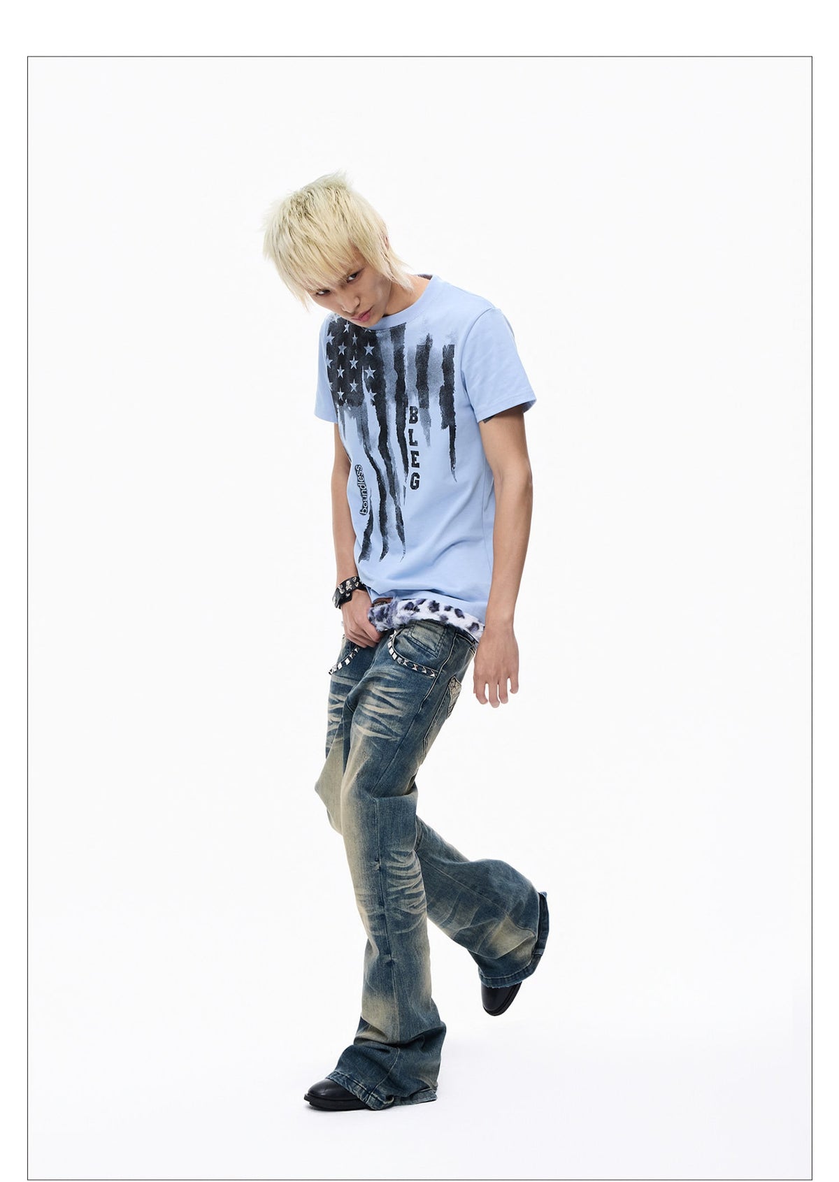 Washed Short-sleeve Slim-fit Cotton T-shirt