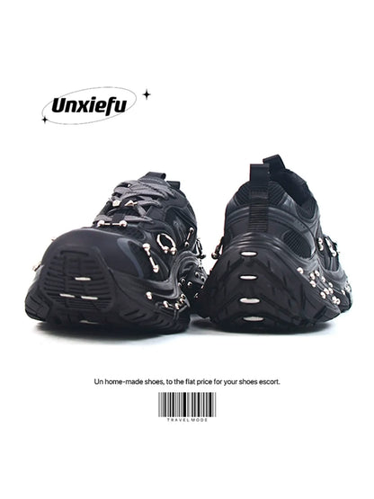 Studded Buckle Chunky Sole Dad Sneakers