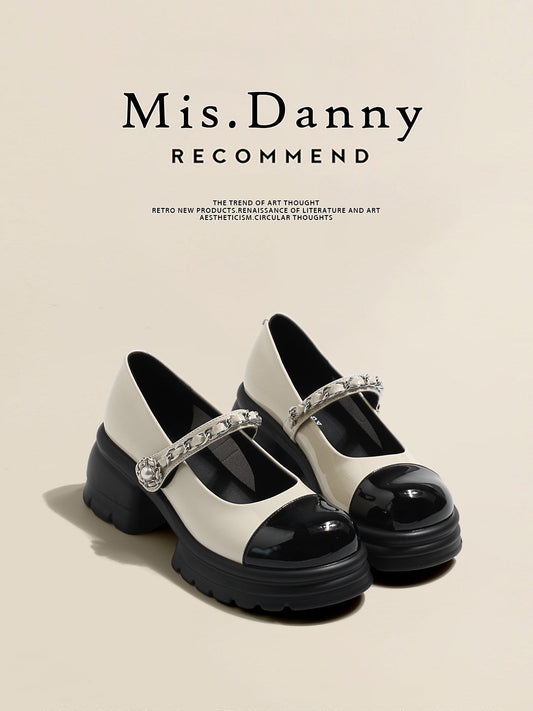 Rhinestone Strap Metallic Mary Jane Flats