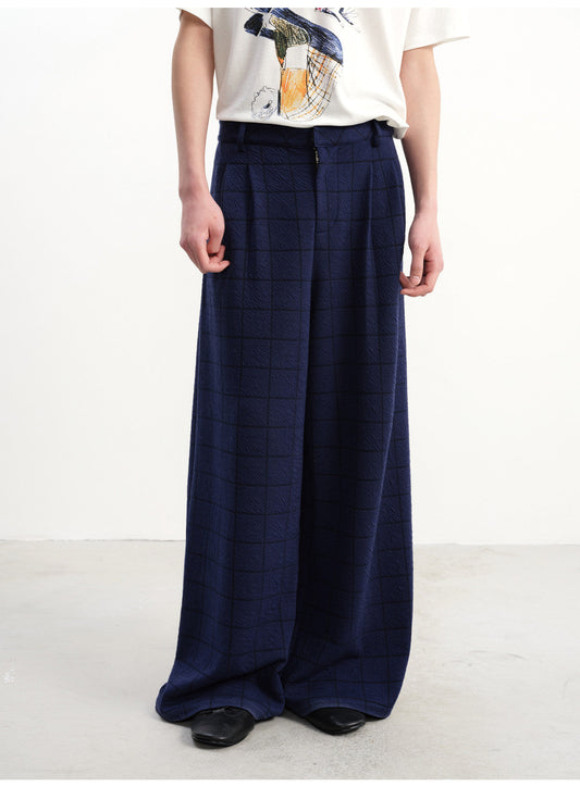 Checkered Pleated Casual Pants