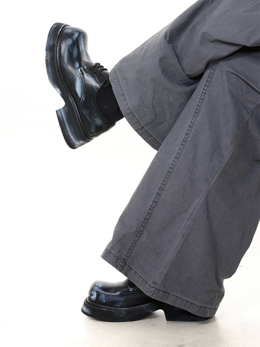 Chunky Sole Leather Derby Shoes