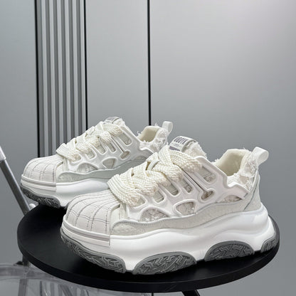 Shell Toe Rope Lace Damage Platform Sneakers