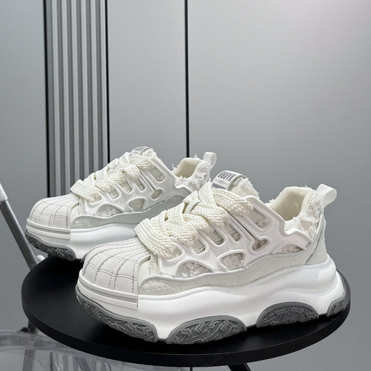 Shell Toe Rope Lace Damage Platform Sneakers