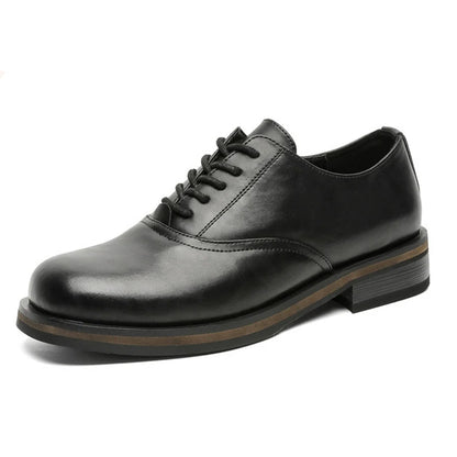 Square Toe Derby Heeled Leather Shoes