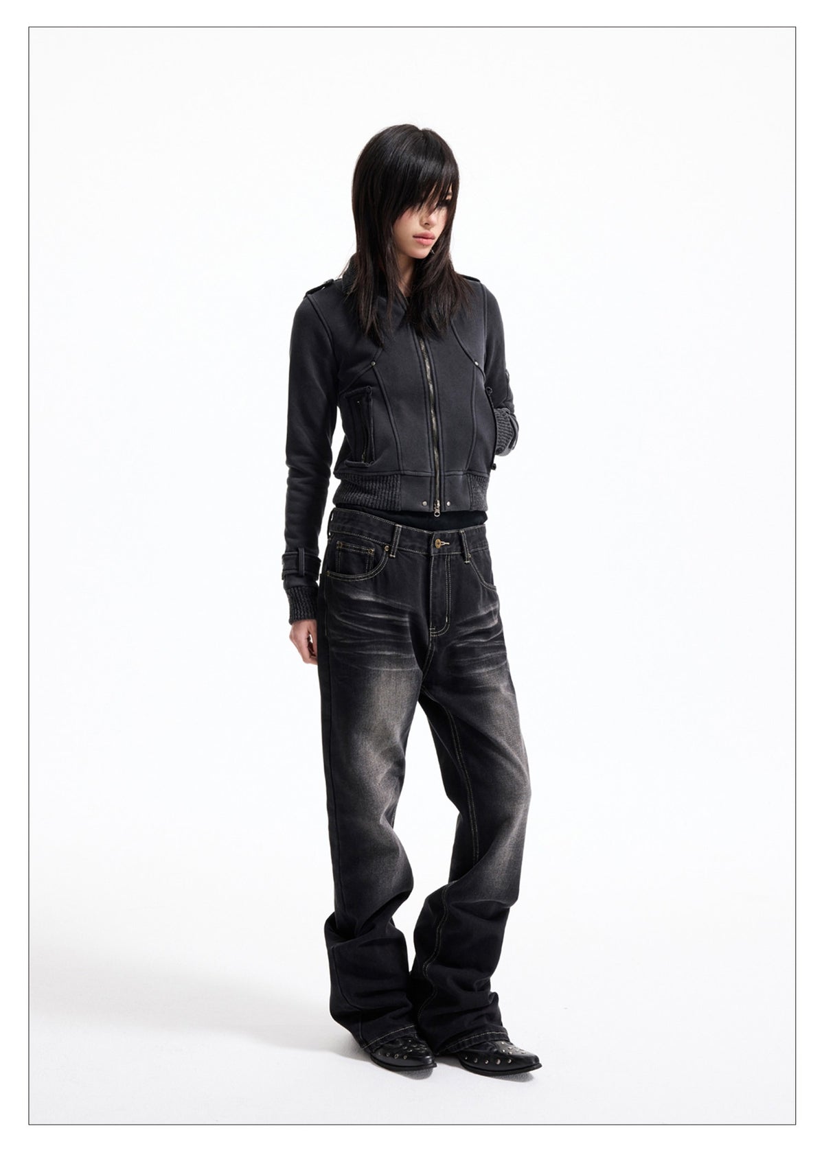 Vintage Y2K Slim Fit Washed Black Skinny Pants