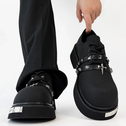 Matte Derby Chunky Sole Studs Large Toe Shoes