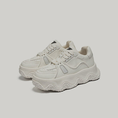 Textured Panel Chunky Lace-Up Sneakers