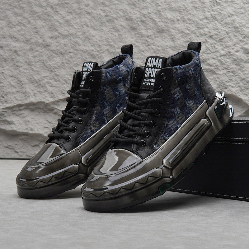 Distressed Check Platform Sneakers WN24728